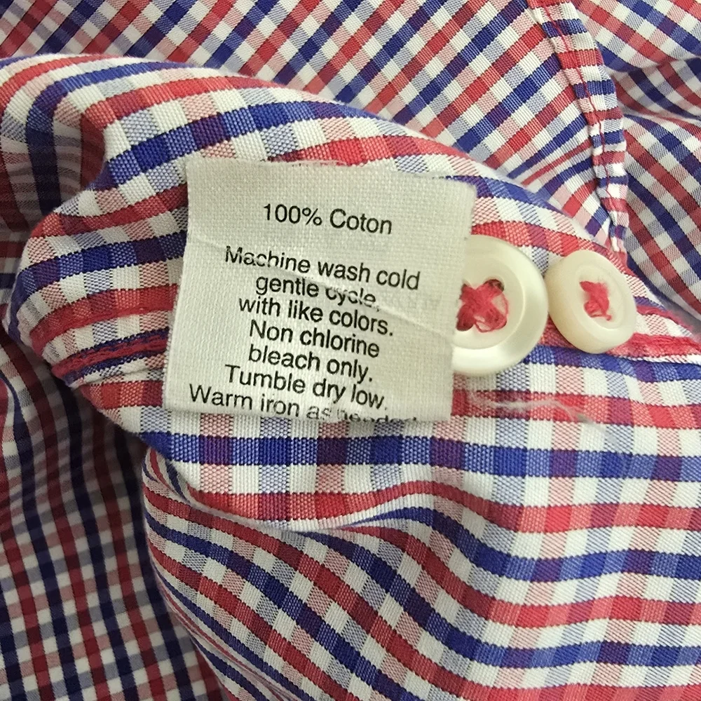 J. CREW size XL Thompson 80s 2 Ply‎ Plaid Wrinkle Free Button Down Dress Shirt